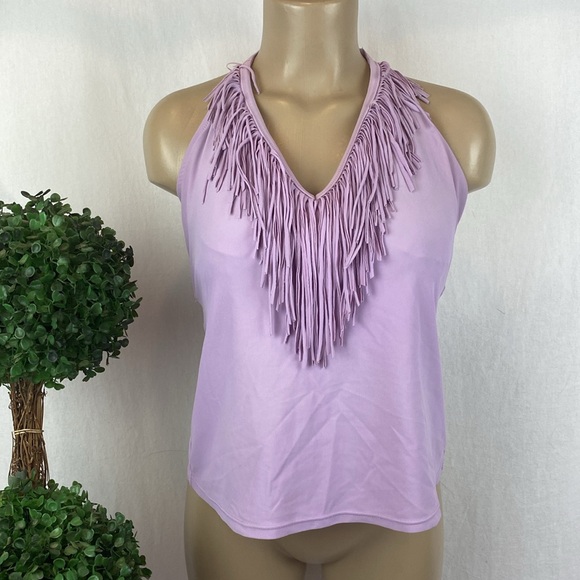 Jessica Simpson Lavender Purple Sleeveless Fringe Halter Top XL - Picture 1 of 4